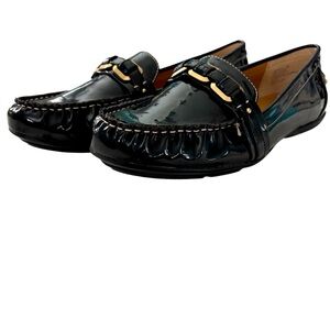 GH Bass Betsy Casual Black Loafers with Gold Tone Embellishments Size 10…